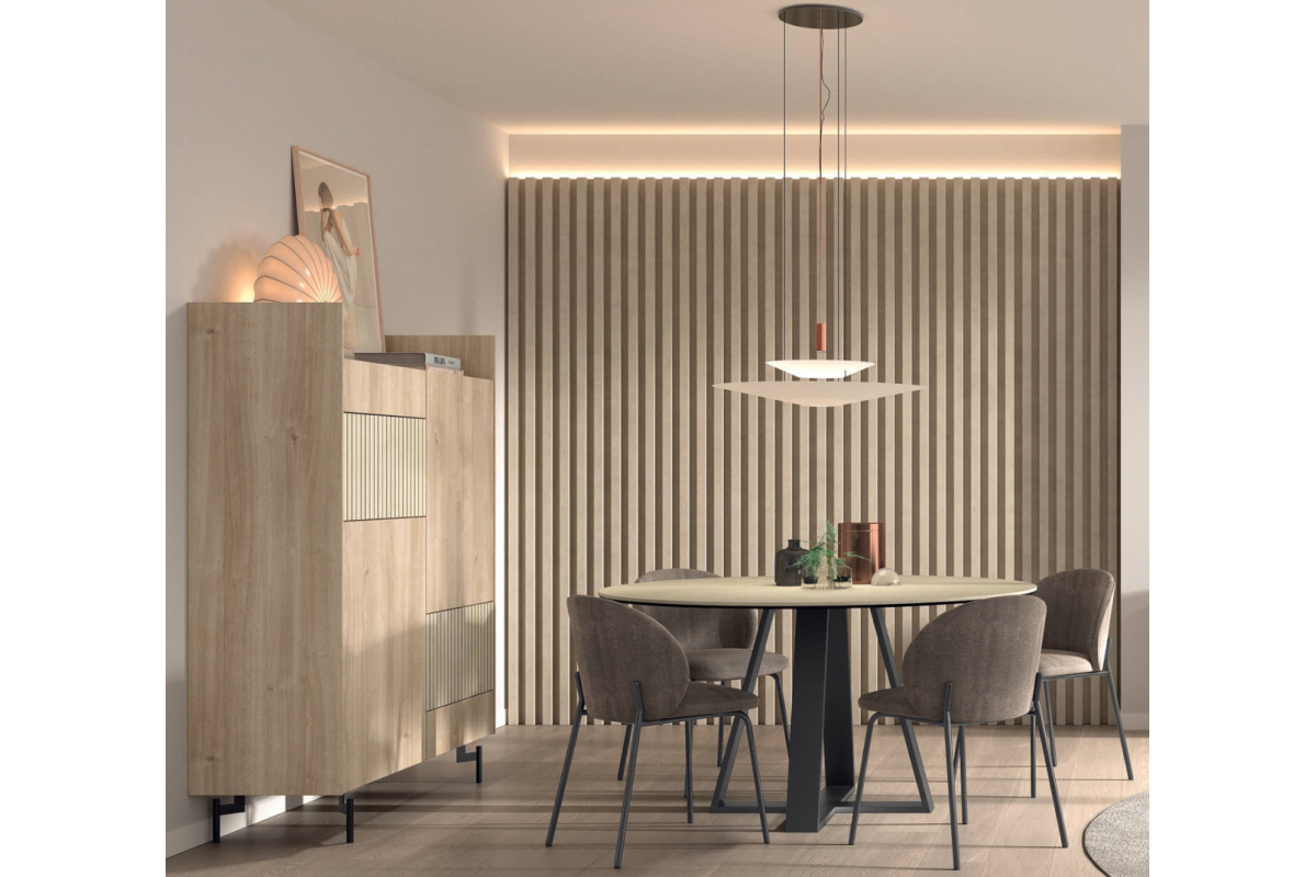 Mueble aparador moderno y mesa de comedor de Kazzano colección New Royal 201