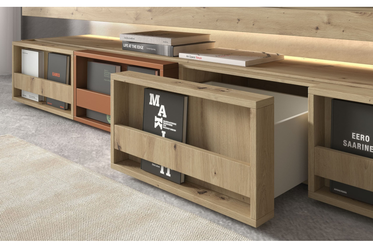 Detalle mueble de TV moderno de comedor Kazzano colección New Royal 015