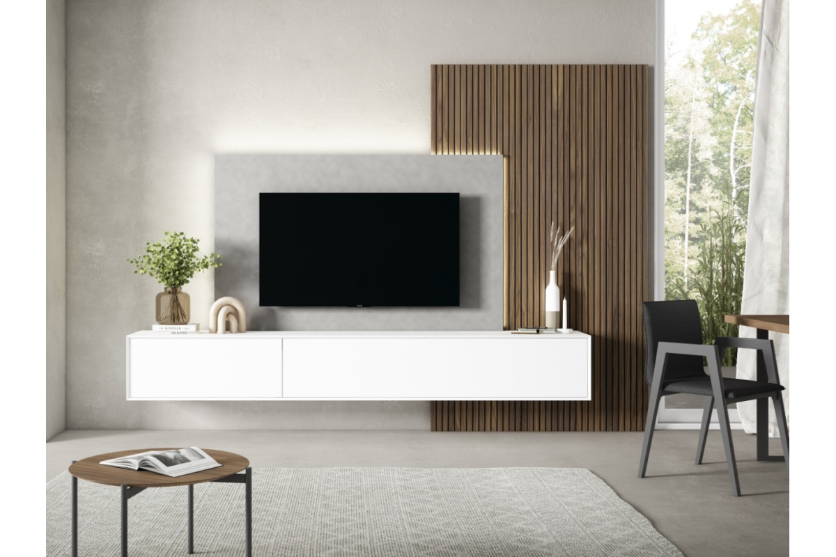 Mueble de televisión con panel de salón moderno de Bocubi Mobiliario colección Ilusion Day 04