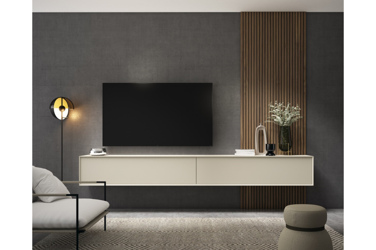 Mueble de televisión con panel de salón moderno de Bocubi Mobiliario colección Ilusion Day 08
