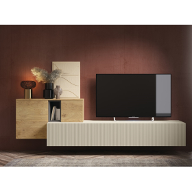 Mueble de televisión con panel de salón moderno de Bocubi Mobiliario colección Ilusion Day 13