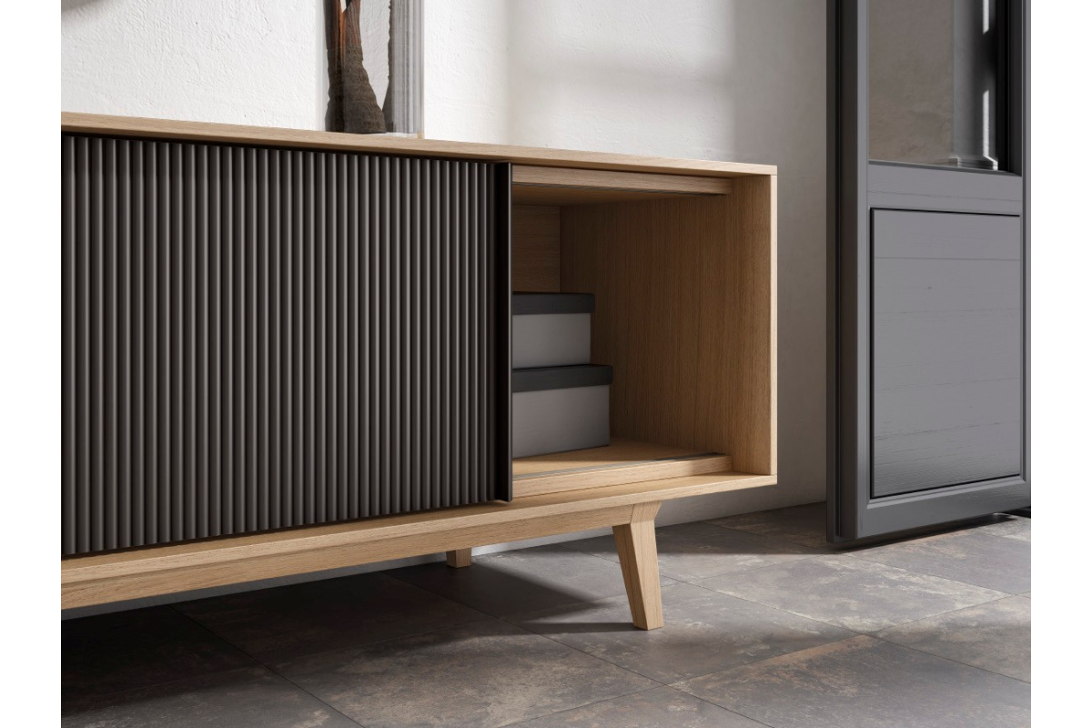 Detalle mueble de TV moderno de salón A. Brito mobiliario colección Ideas 706