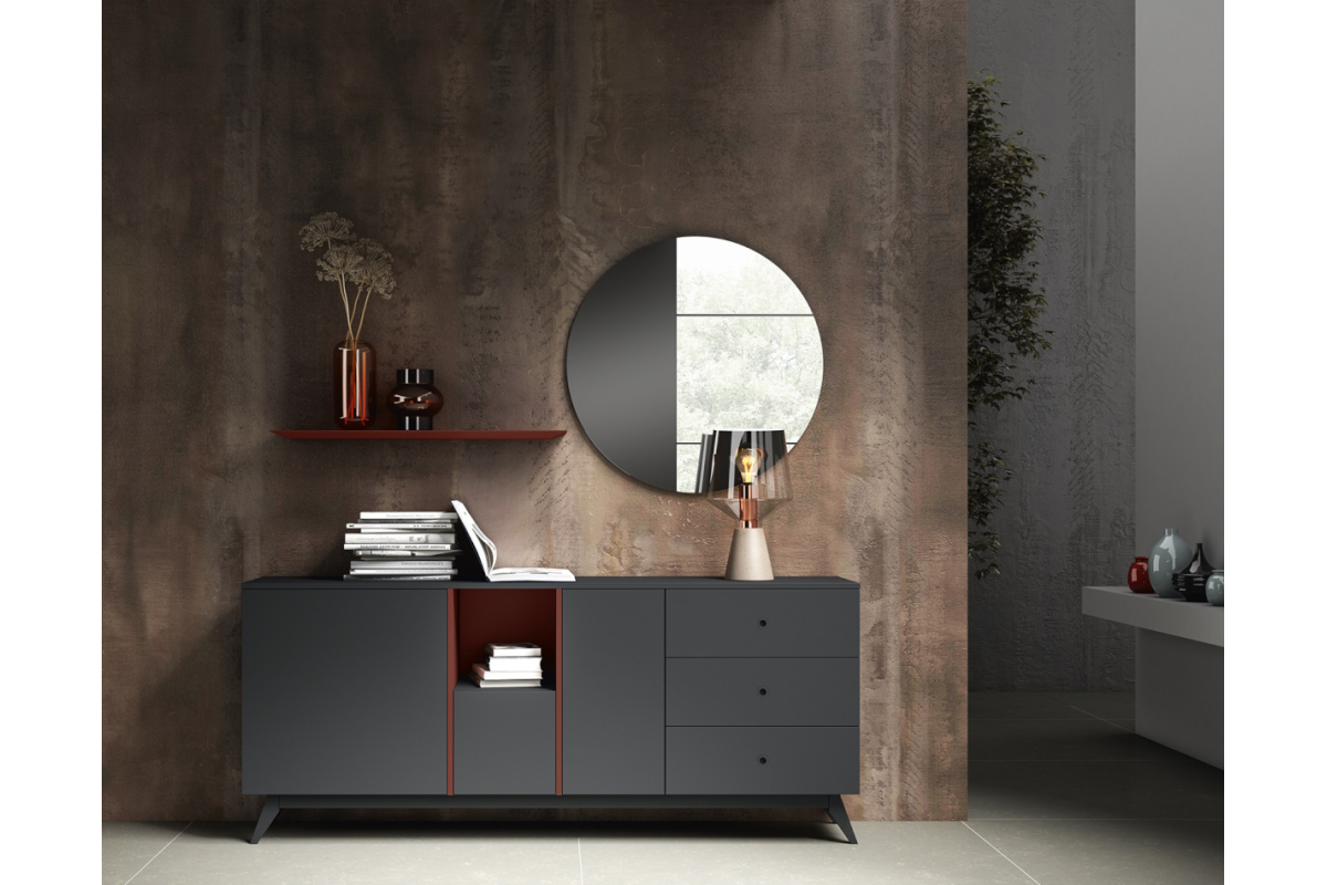 Mueble aparador con espesjo moderno de comedor de Bocubi Mobiliario colección Ilusion Brave 08