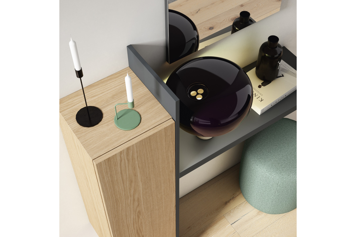 Detalle mueble recibidor moderno Bocubi Mobiliario Ilusion Brave 62