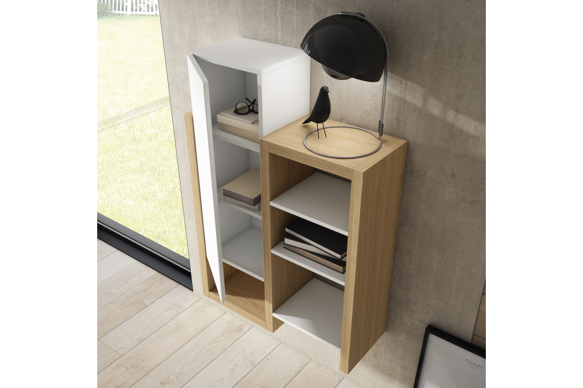 Detalle mueble recibidor colgado moderno Bocubi Mobiliario Ilusion Brave 69