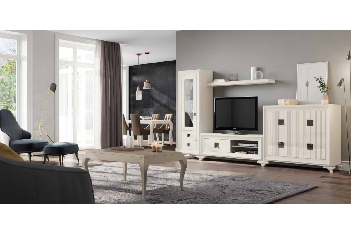 Mueble de salón contemporáneo, conjunto mesa y sillas comedor Heresshome colección Lgant 05