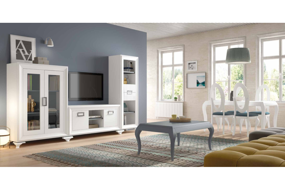 Mueble de salón contemporáneo y conjunto de mesa con sillas de comedor Heresshome colección Lgant 12a