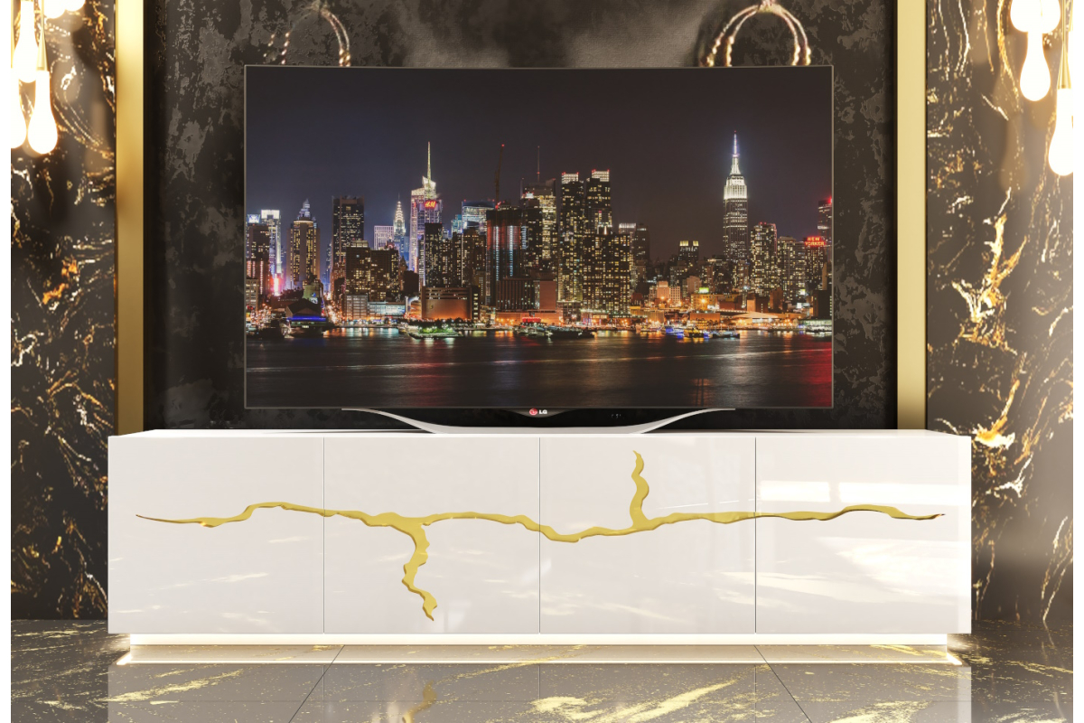 Mueble televisión moderno con luz de comedor de Franco Furniture colección Luxury 03