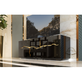 Mueble televisión moderno con luz de comedor de Franco Furniture colección Luxury 02.jpg
