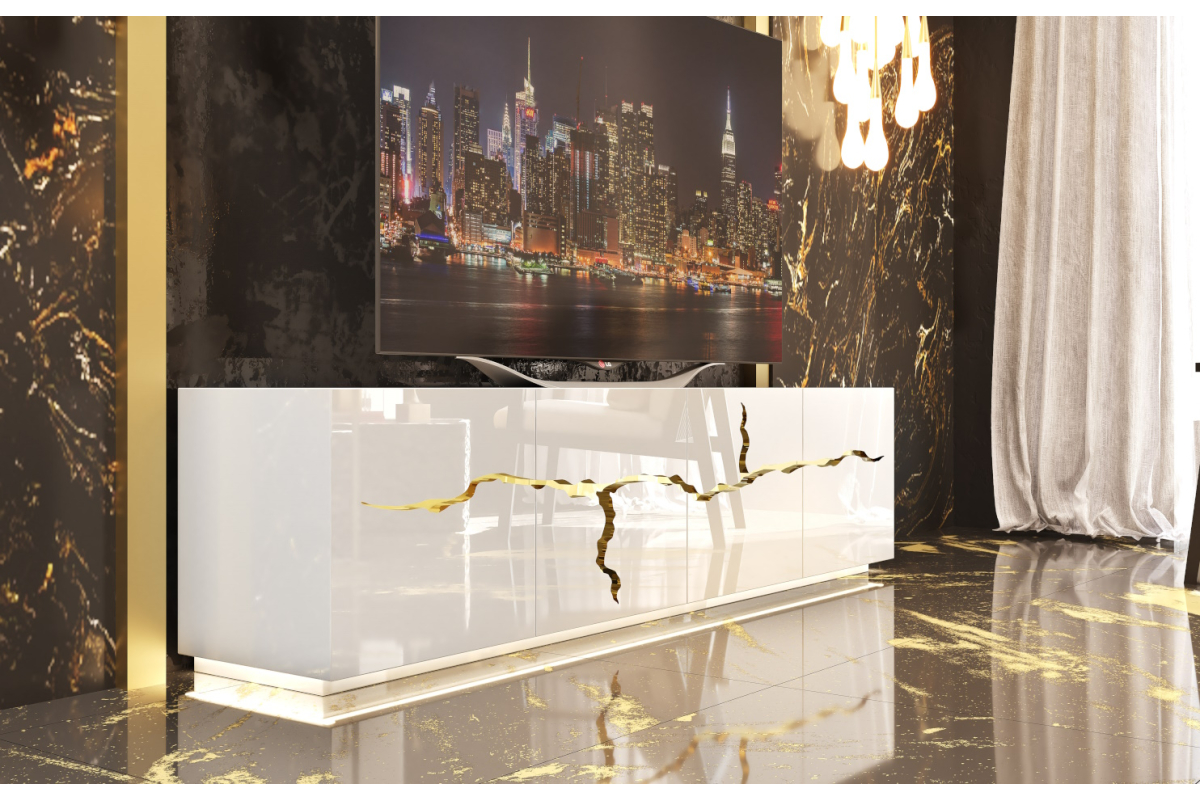 Mueble televisión moderno con luz de salón de Franco Furniture colección Luxury 03