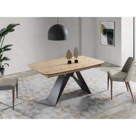 Mesa de comedor extensible y pata central metálica con diseño moderno modelo Yakka de Indesan