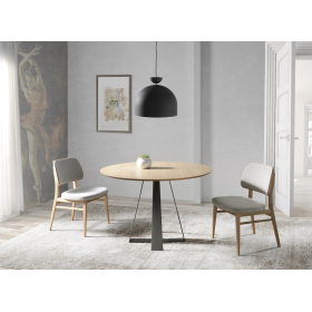 Mesa redonda fija de comedor con diseño moderno modelo Prisma de Indesan