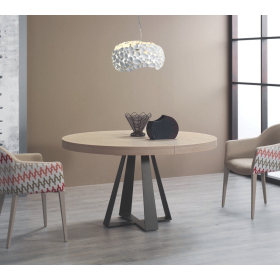Mesa redonda extensible de comedor con diseño moderno modelo Aura de Indesan