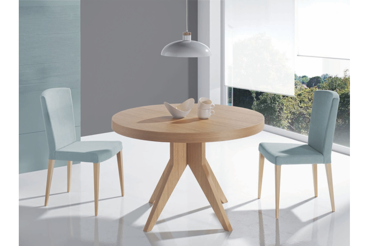 Mesa redonda extensible de comedor con diseño moderno modelo Gretaa de Indesan