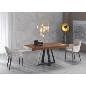 Mesa de comedor extensible y pata central metálica con diseño moderno modelo Cross de Indesan