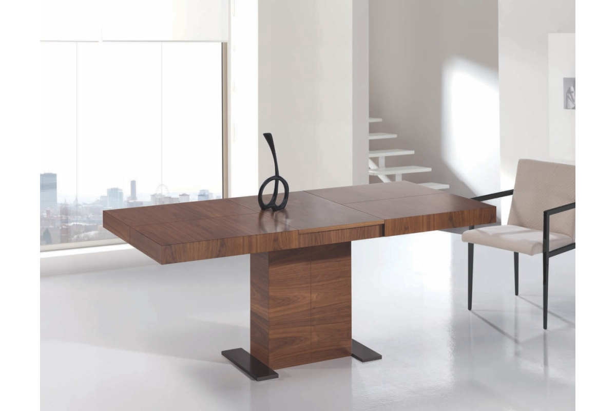 Mesa de comedor extensible y columna central con diseño moderno modelo Intempo de Indesan