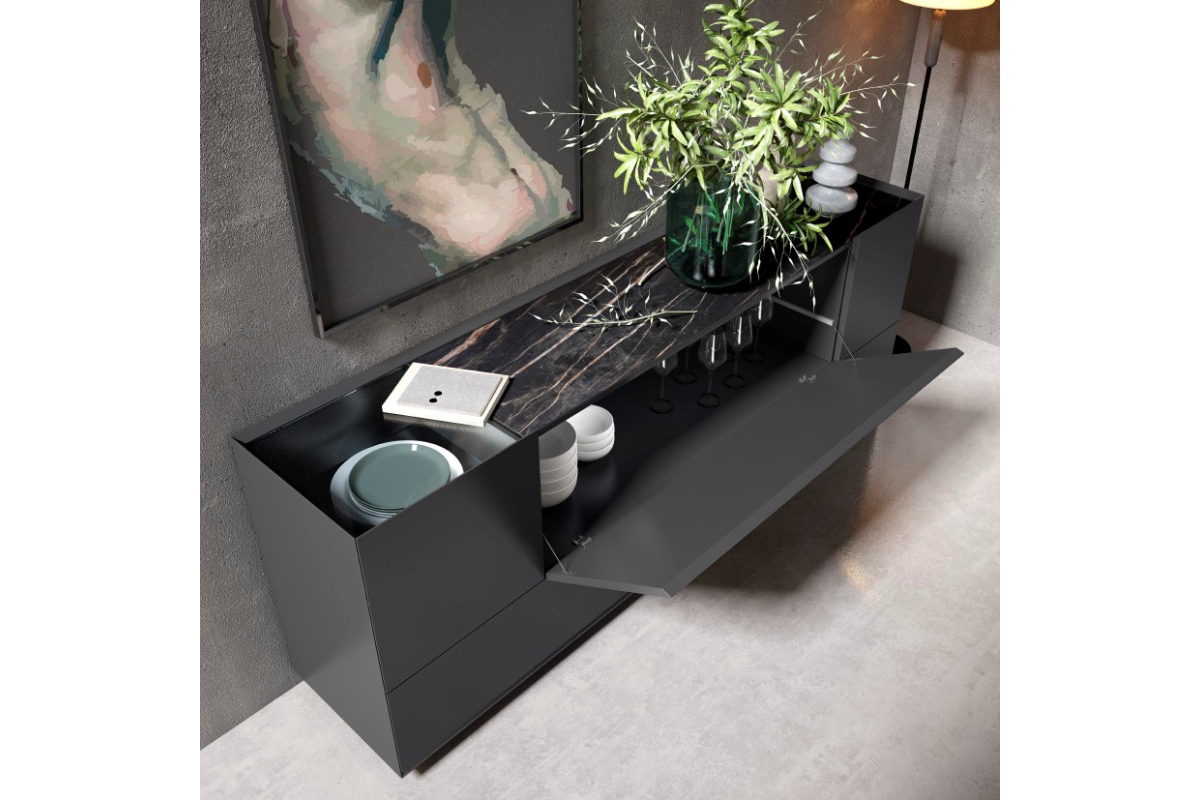 Detalle mueble aparador con diseño de comedor A. Britos colección Ideas 735