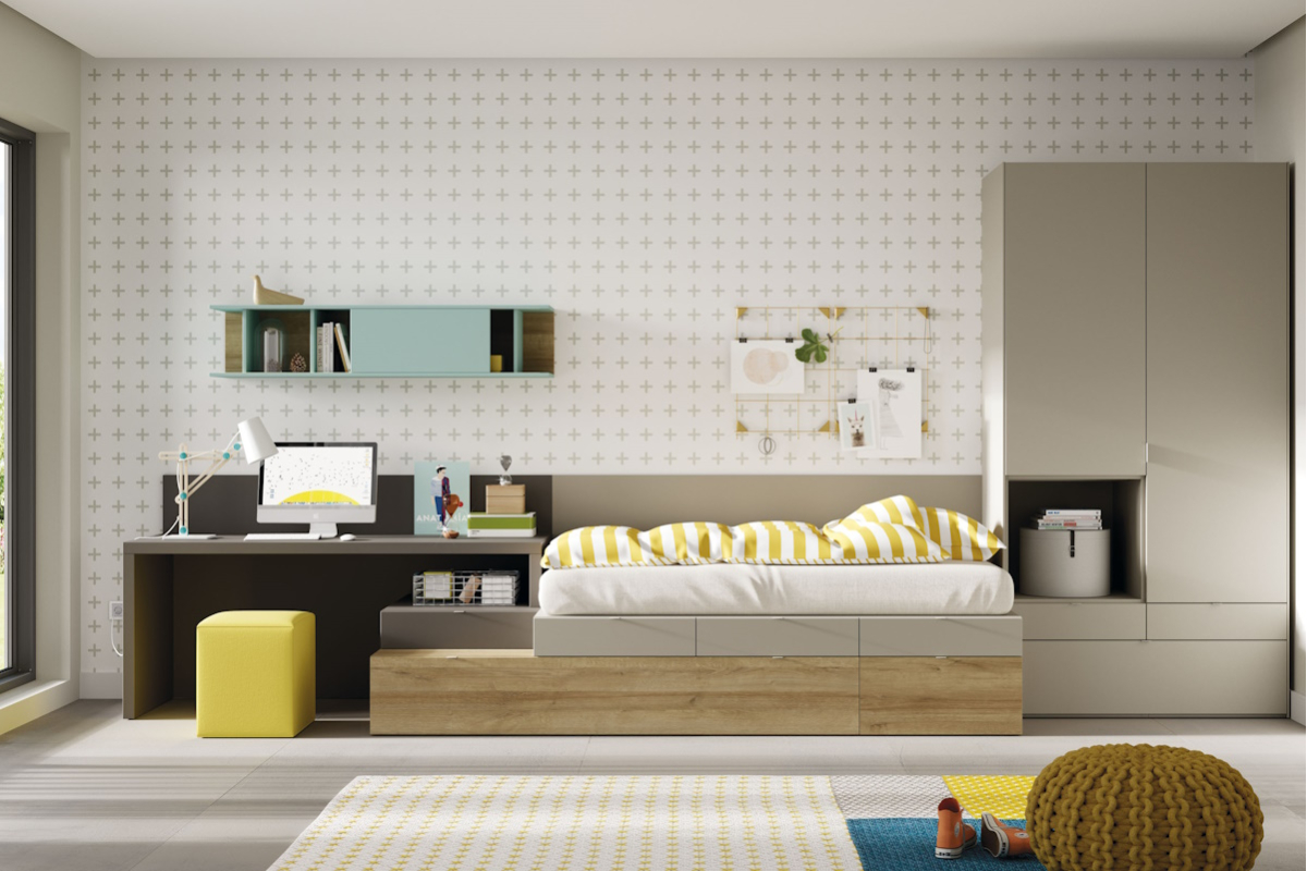 Dormitorio juvenil moderno doble cama de Lagrama 28