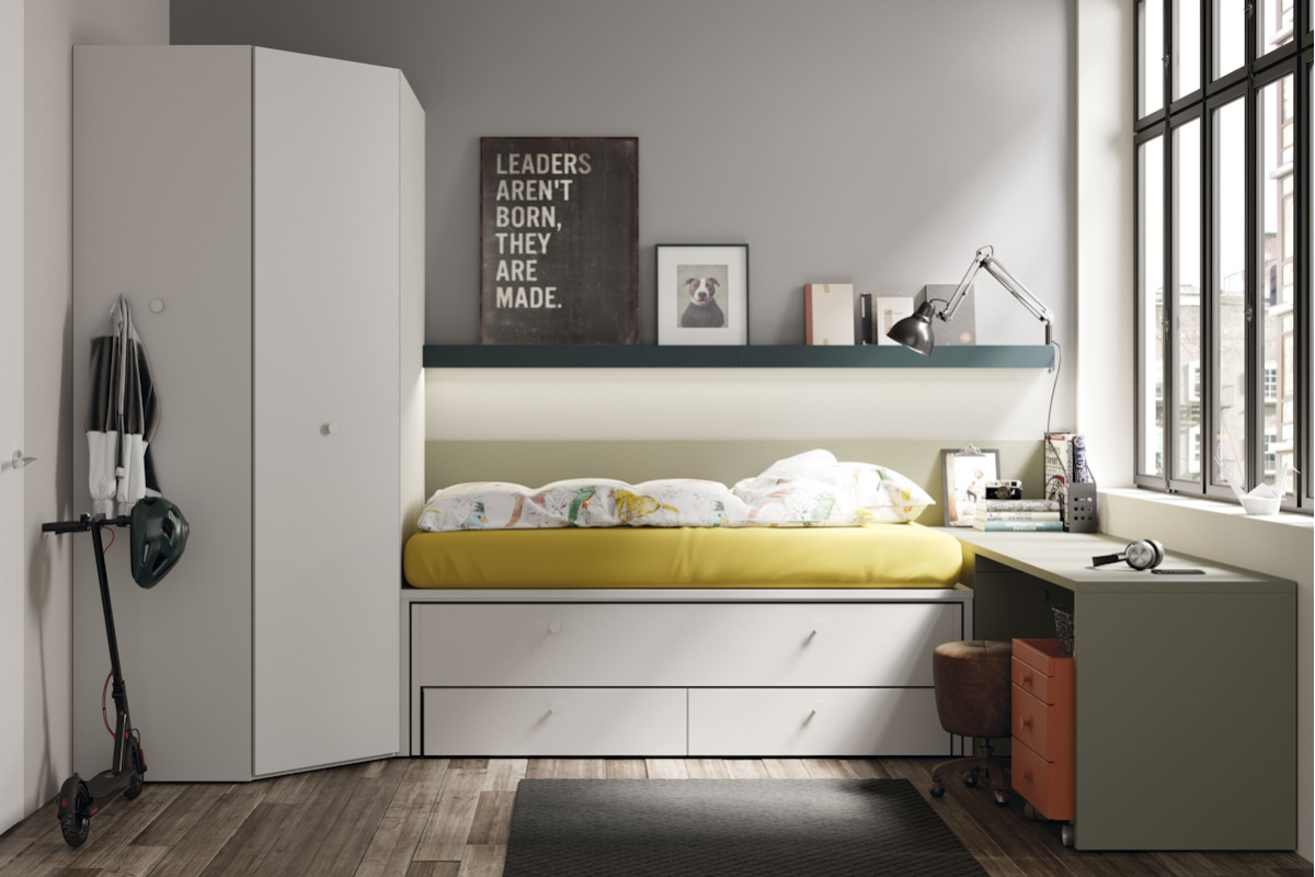 Dormitorio juvenil moderno cama compacta de Lagrama 22