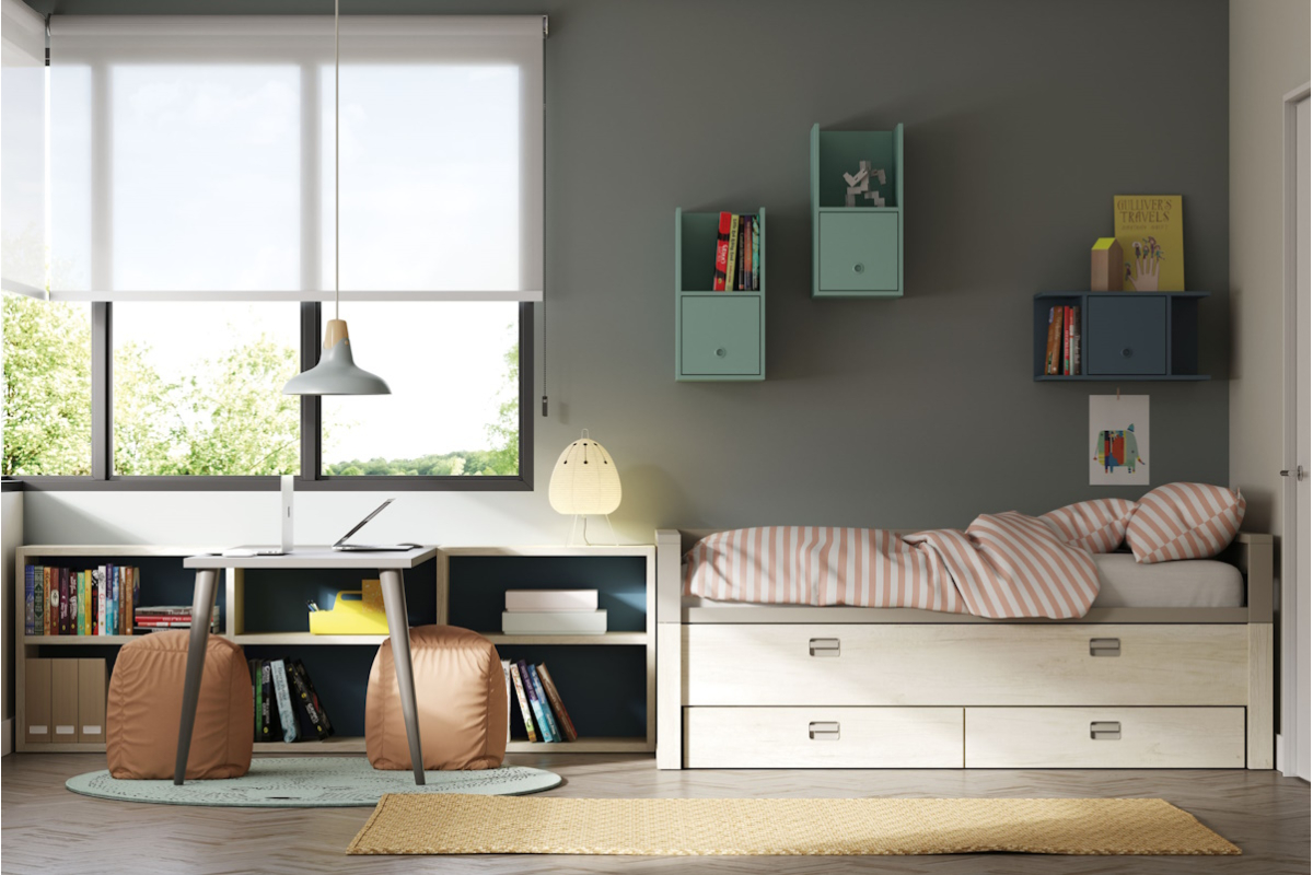 Dormitorio juvenil moderno cama compacta de Lagrama 20