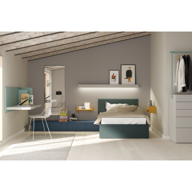 Dormitorio juvenil moderno cama individual de Lagrama 19