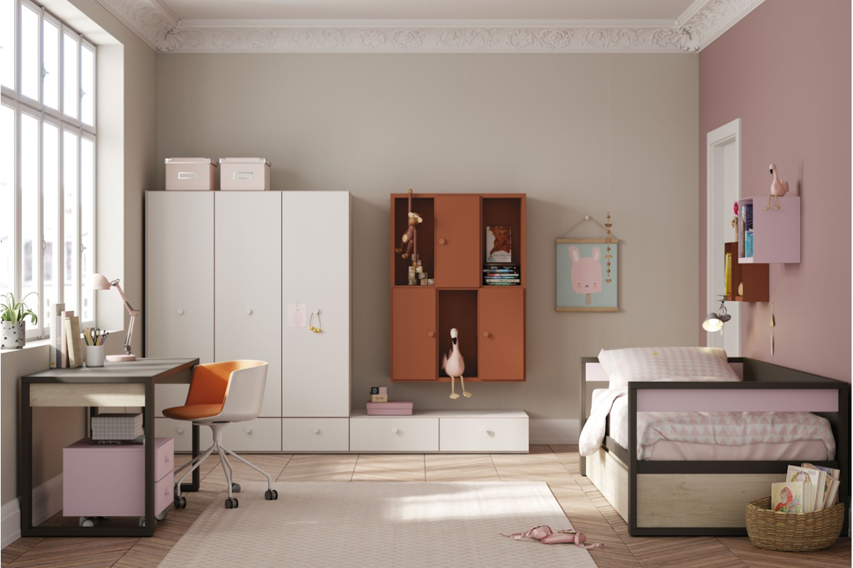 Dormitorio juvenil moderno cama compacta de Lagrama 16