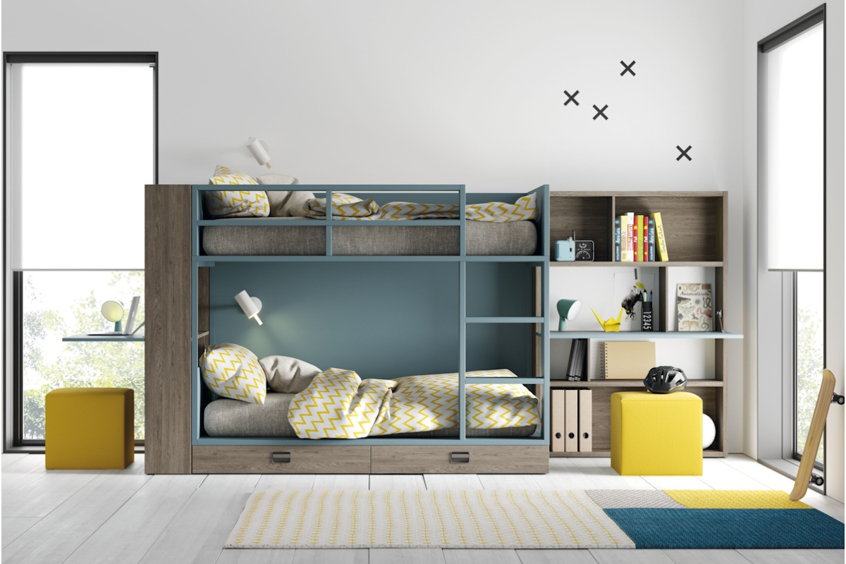 Dormitorio juvenil moderno cama litera de Lagrama 13B