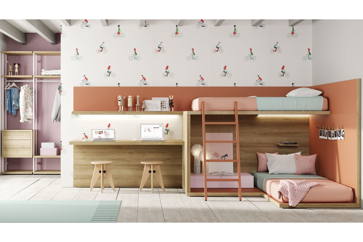 Dormitorio juvenil moderno cama litera de Lagrama 08