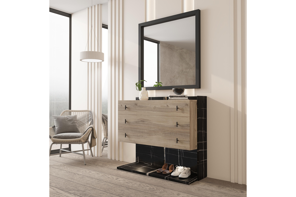 Cómoda con espejo con marco para dormitorio moderno de Franco Furniture BD02