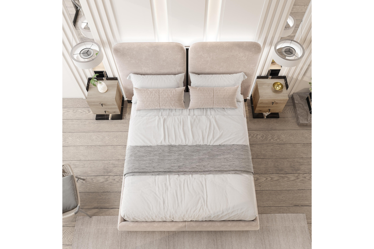 Detalle dormitorio de matrimonio moderno Franco Furniture BD02