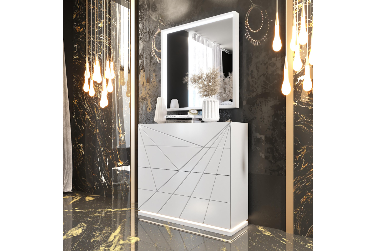 Cómoda con espejo con marco para dormitorio moderno de Franco Furniture BD16