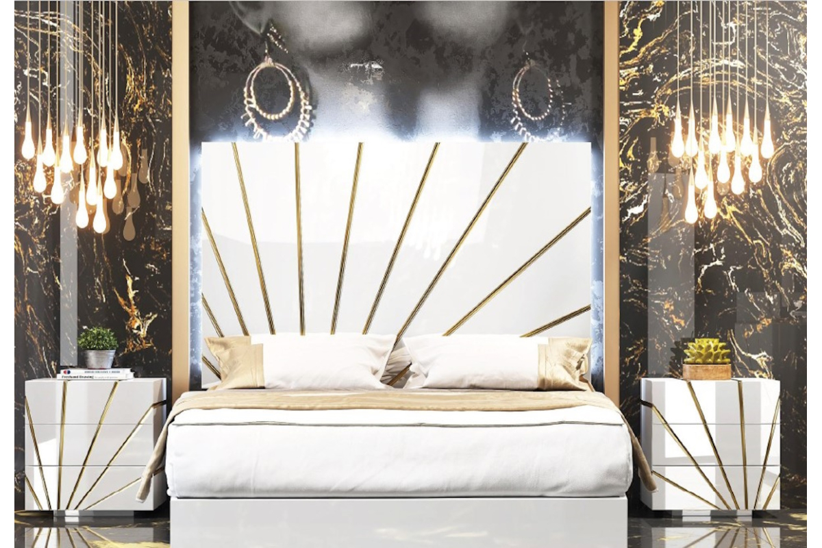 Dormitorio de matrimonio con diseño moderno de Franco Furniture BD17