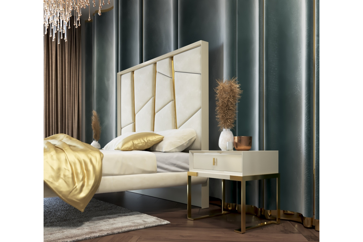 Detalle dormitorio de matrimonio con diseño moderno de Franco Furniture BD18