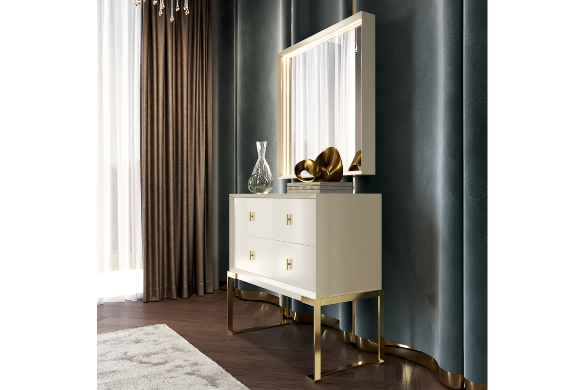 Cómoda con espejo con marco para dormitorio moderno de Franco Furniture BD18