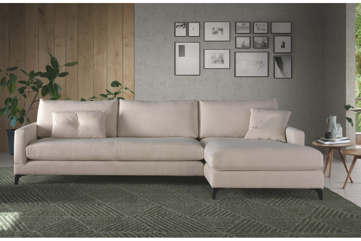 Sofá chaiselongue moderno con asientos fijos modelo Bruselas de Afos Sofás