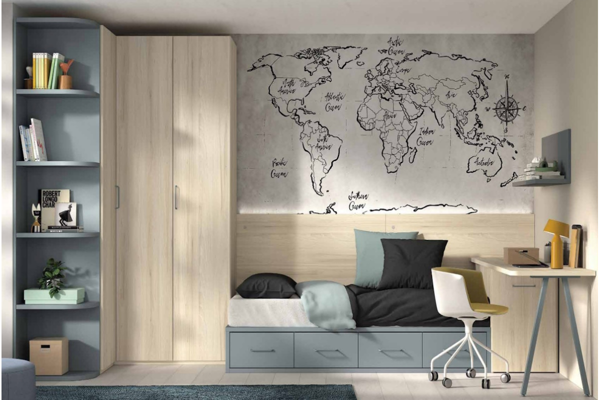 Dormitorio juvenil moderno con cama nido F-110 de Glicerio Chaves