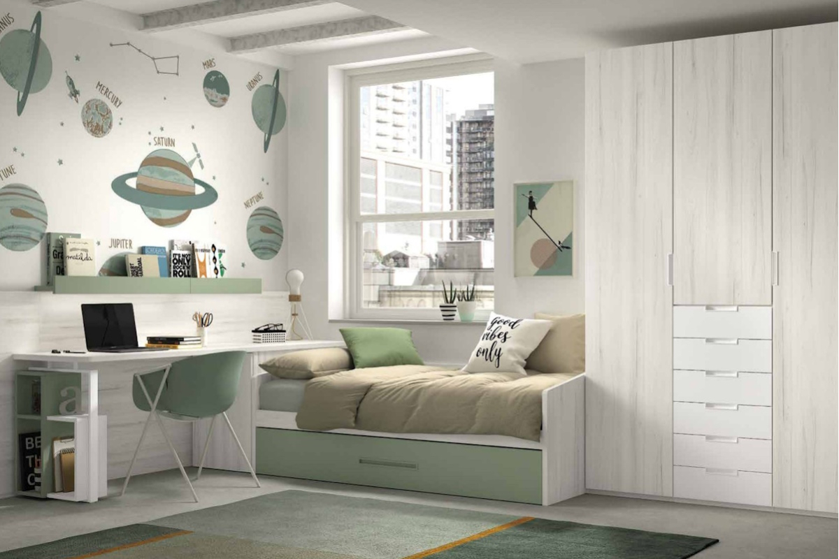 Dormitorio juvenil moderno con cama nido F-109 de Glicerio Chaves