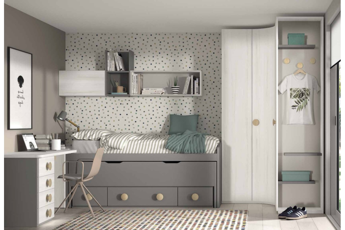 Dormitorio juvenil compacto de Glicerio F-018
