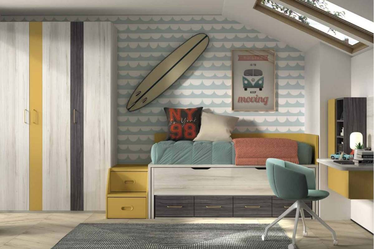 Dormitorio juvenil compacto de Glicerio F-015