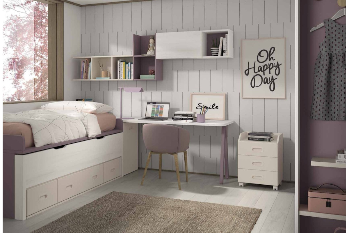 Dormitorio juvenil compacto de Glicerio F-012