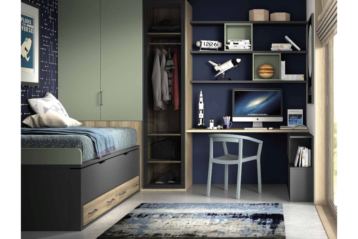 Dormitorio juvenil compacto de Glicerio F-010