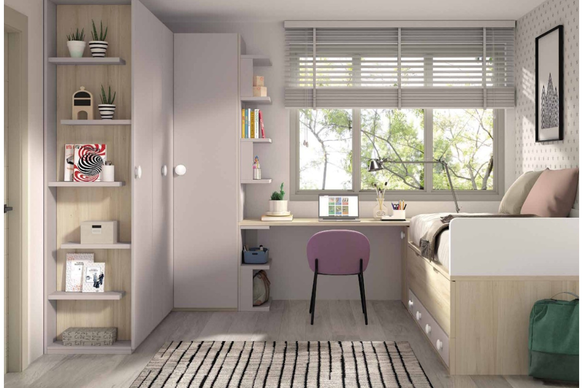 Dormitorio juvenil compacto de Glicerio F-009