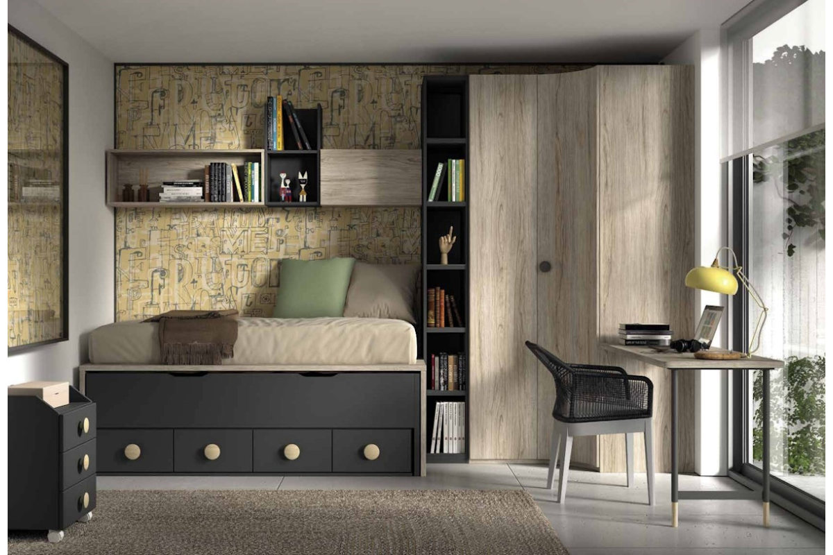Dormitorio juvenil compacto de Glicerio F-007