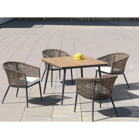Conjunto de mesa modelo Roma 126 y 4 sillas modelo Roma 125 de terraza o jardín de Arkimueble