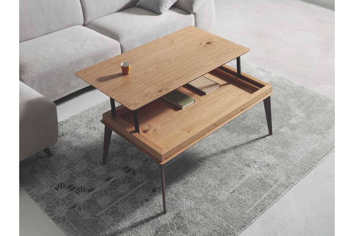 Detalle mesa de centro elevable modelo Kita de Indesan
