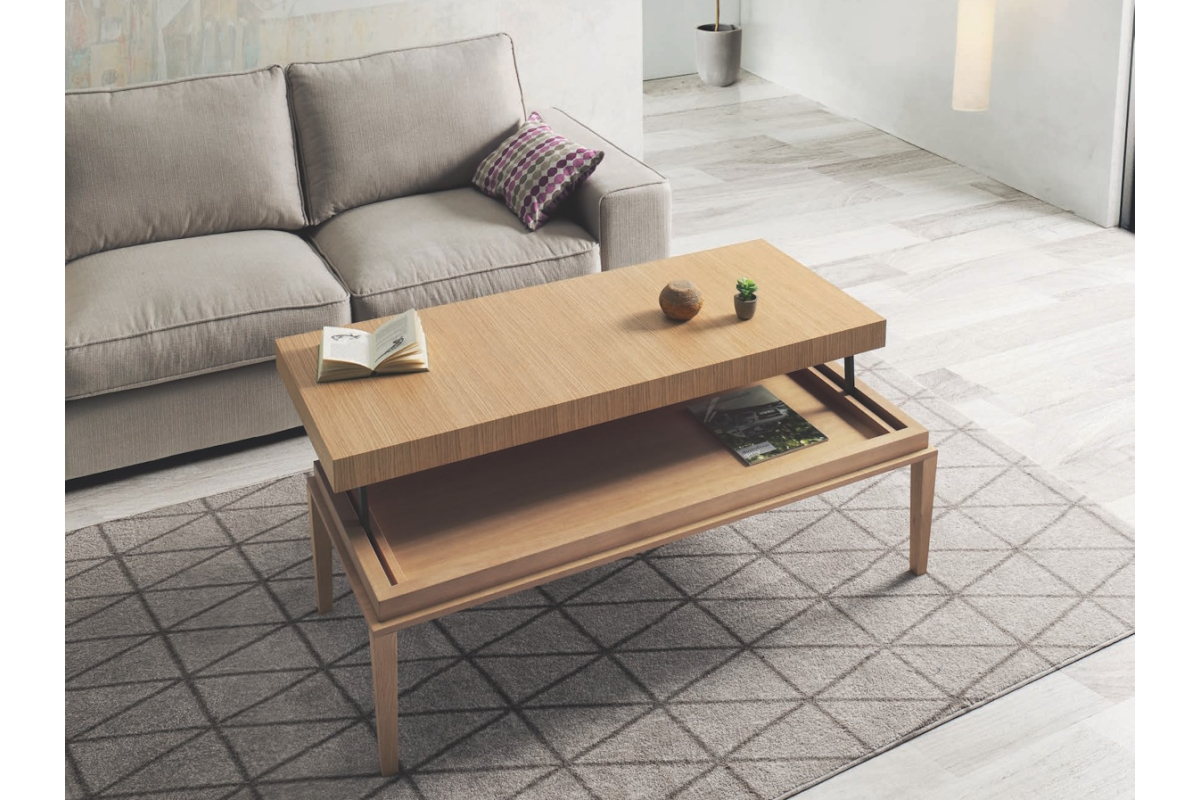 Detalle mesa de centro elevable modelo Demos XL de Indesan