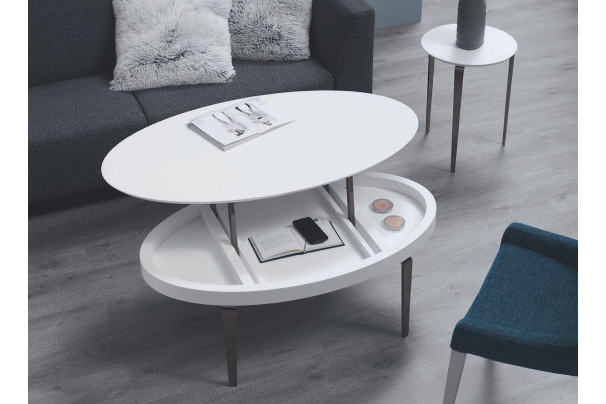 Detalle mesa de centro elevable modelo Kepler de Indesan