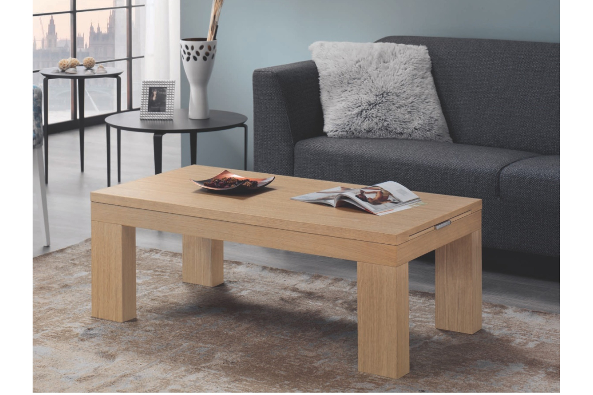 Mesa de centro elevable con bandejas extensibles modelo Zenit de Indesan