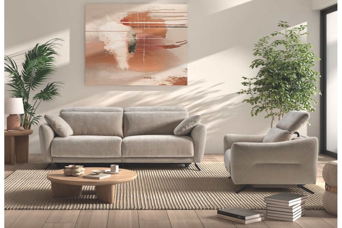 Sofá moderno modelo Alicia con asientos relax eléctricos con diseño minimalista de Pedro Ortiz