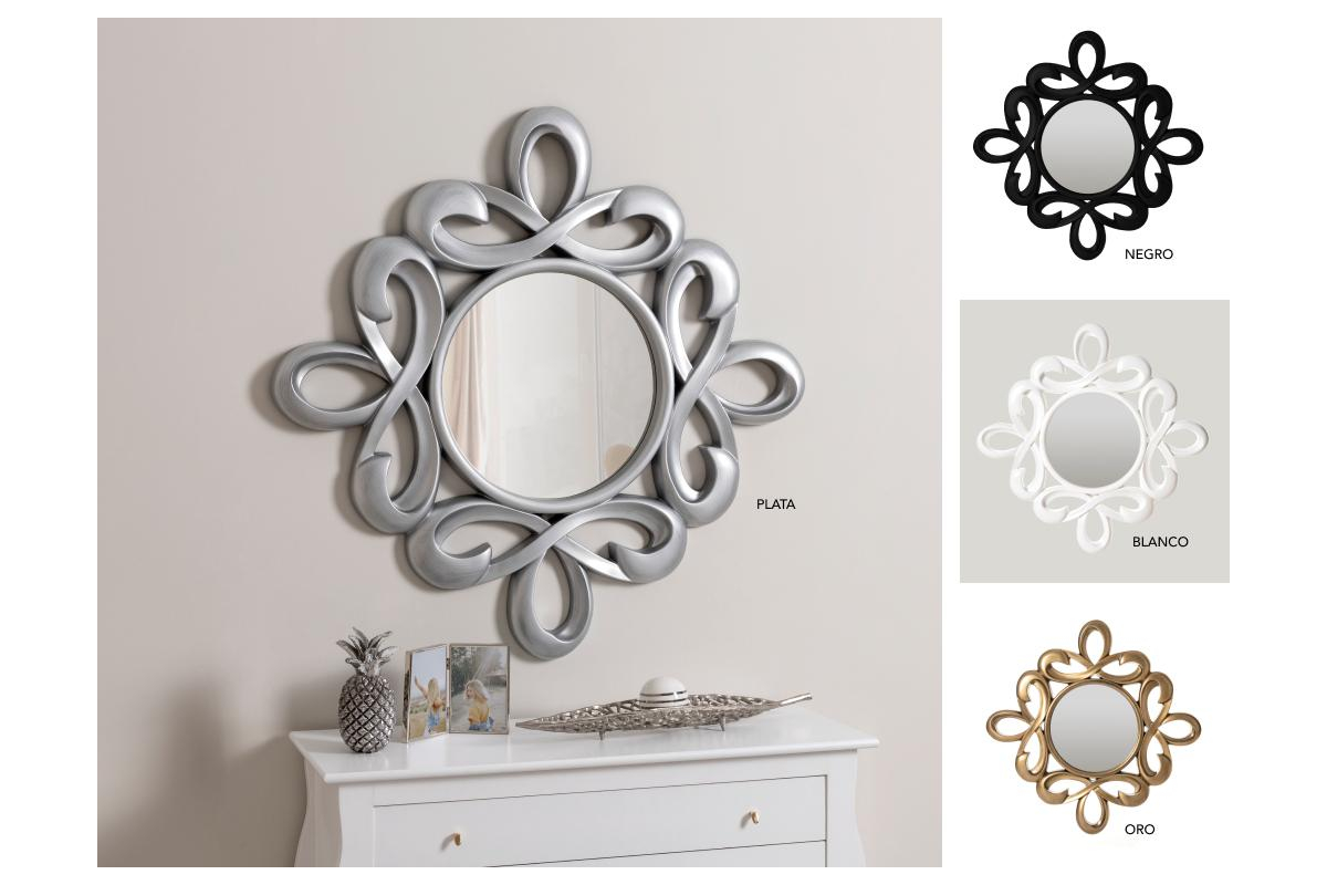 Espejo de decoración resina plata referencia 5004-3 de la firma Gdeco en Valencia